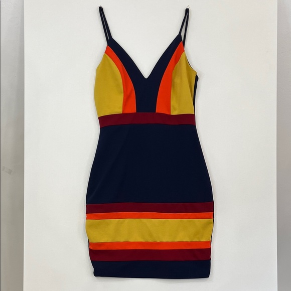 privy Dresses & Skirts - Privy Vibrant Mini Dress with Navy, Red, and Yellow